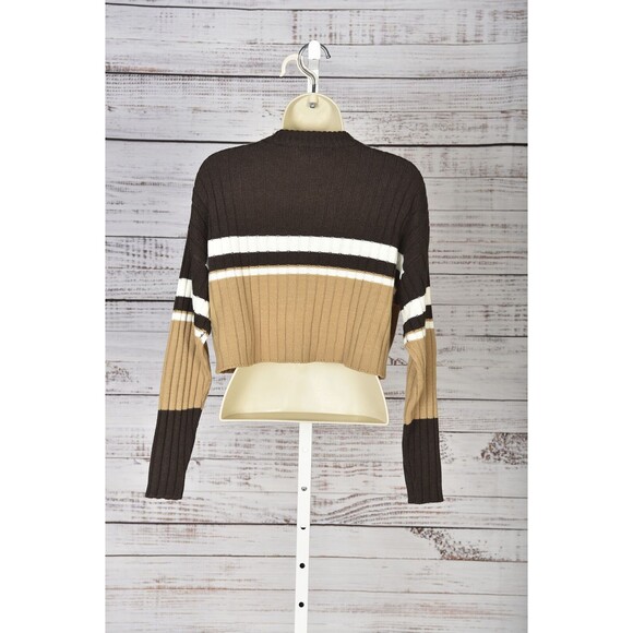 Streetwear Striped V Neck Cropped Sweater XS - Picture 2 of 2